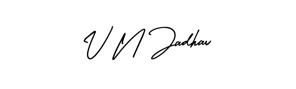 Create a beautiful signature design for name V N Jadhav. With this signature (AmerikaSignatureDemo-Regular) fonts, you can make a handwritten signature for free. V N Jadhav signature style 3 images and pictures png