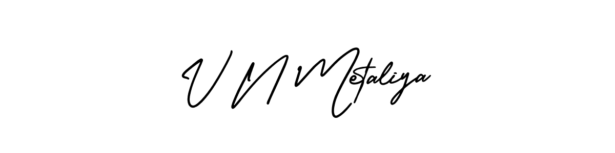 if you are searching for the best signature style for your name V N Metaliya. so please give up your signature search. here we have designed multiple signature styles  using AmerikaSignatureDemo-Regular. V N Metaliya signature style 3 images and pictures png