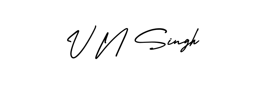 The best way (AmerikaSignatureDemo-Regular) to make a short signature is to pick only two or three words in your name. The name V N Singh include a total of six letters. For converting this name. V N Singh signature style 3 images and pictures png