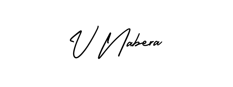 How to make V Nabera name signature. Use AmerikaSignatureDemo-Regular style for creating short signs online. This is the latest handwritten sign. V Nabera signature style 3 images and pictures png