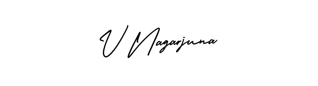 Similarly AmerikaSignatureDemo-Regular is the best handwritten signature design. Signature creator online .You can use it as an online autograph creator for name V Nagarjuna. V Nagarjuna signature style 3 images and pictures png