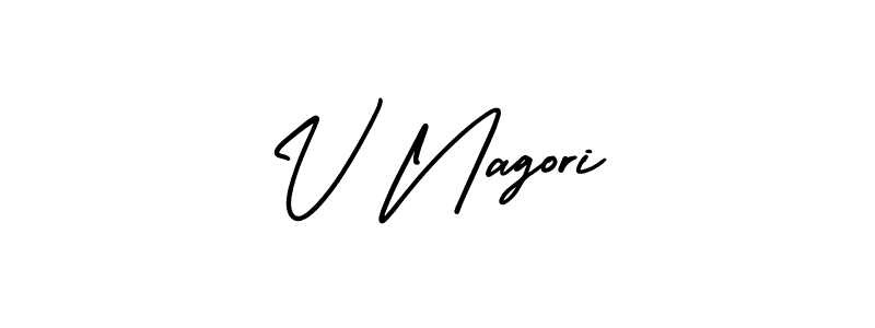 Use a signature maker to create a handwritten signature online. With this signature software, you can design (AmerikaSignatureDemo-Regular) your own signature for name V Nagori. V Nagori signature style 3 images and pictures png