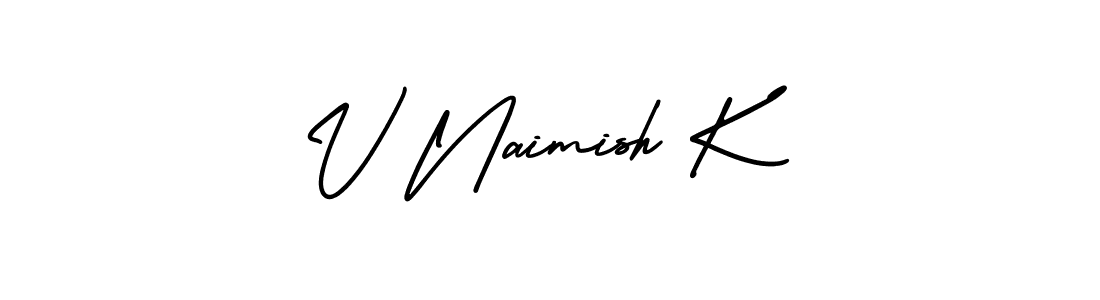 This is the best signature style for the V Naimish K name. Also you like these signature font (AmerikaSignatureDemo-Regular). Mix name signature. V Naimish K signature style 3 images and pictures png