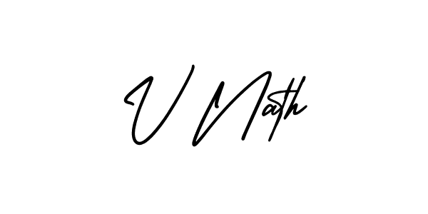 if you are searching for the best signature style for your name V Nath. so please give up your signature search. here we have designed multiple signature styles  using AmerikaSignatureDemo-Regular. V Nath signature style 3 images and pictures png