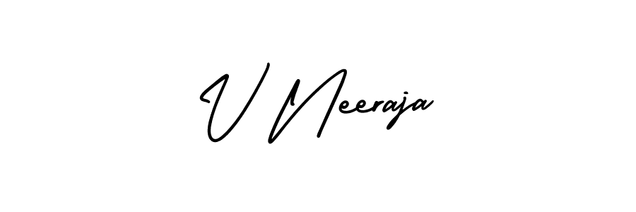 Also we have V Neeraja name is the best signature style. Create professional handwritten signature collection using AmerikaSignatureDemo-Regular autograph style. V Neeraja signature style 3 images and pictures png