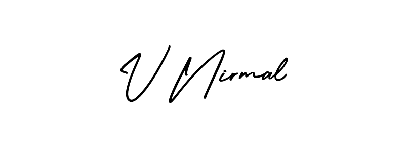 AmerikaSignatureDemo-Regular is a professional signature style that is perfect for those who want to add a touch of class to their signature. It is also a great choice for those who want to make their signature more unique. Get V Nirmal name to fancy signature for free. V Nirmal signature style 3 images and pictures png