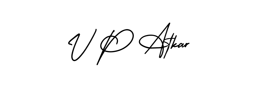 Similarly AmerikaSignatureDemo-Regular is the best handwritten signature design. Signature creator online .You can use it as an online autograph creator for name V P Atkar. V P Atkar signature style 3 images and pictures png