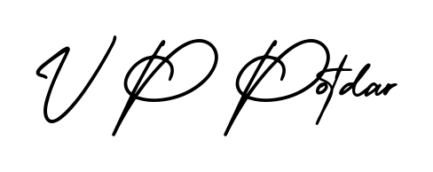 Enhance your business communications with V P Potdar signature in AmerikaSignatureDemo-Regular lettering. Clean, modern, and universally compatible. V P Potdar signature style 3 images and pictures png