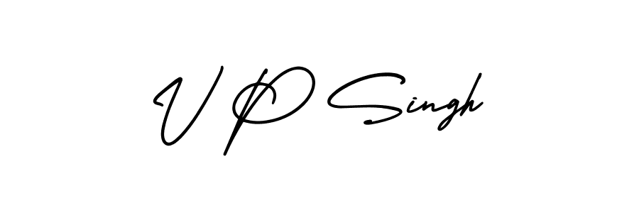 You should practise on your own different ways (AmerikaSignatureDemo-Regular) to write your name (V P Singh) in signature. don't let someone else do it for you. V P Singh signature style 3 images and pictures png