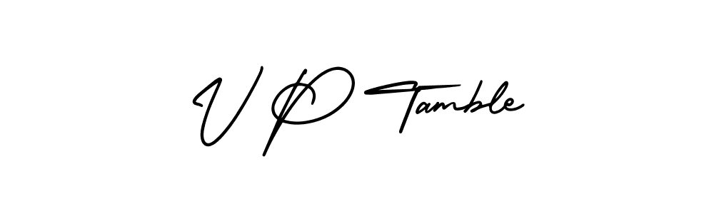 How to make V P Tamble signature? AmerikaSignatureDemo-Regular is a professional autograph style. Create handwritten signature for V P Tamble name. V P Tamble signature style 3 images and pictures png