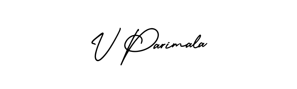 Use a signature maker to create a handwritten signature online. With this signature software, you can design (AmerikaSignatureDemo-Regular) your own signature for name V Parimala. V Parimala signature style 3 images and pictures png
