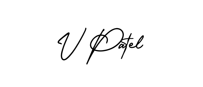 This is the best signature style for the V Patel name. Also you like these signature font (AmerikaSignatureDemo-Regular). Mix name signature. V Patel signature style 3 images and pictures png