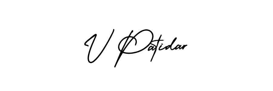 Create a beautiful signature design for name V Patidar. With this signature (AmerikaSignatureDemo-Regular) fonts, you can make a handwritten signature for free. V Patidar signature style 3 images and pictures png