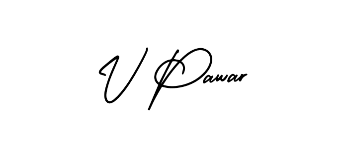 How to make V Pawar name signature. Use AmerikaSignatureDemo-Regular style for creating short signs online. This is the latest handwritten sign. V Pawar signature style 3 images and pictures png