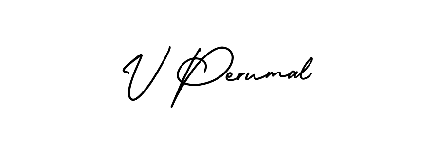 Also we have V Perumal name is the best signature style. Create professional handwritten signature collection using AmerikaSignatureDemo-Regular autograph style. V Perumal signature style 3 images and pictures png