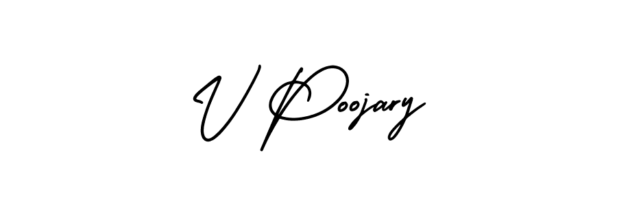 AmerikaSignatureDemo-Regular is a professional signature style that is perfect for those who want to add a touch of class to their signature. It is also a great choice for those who want to make their signature more unique. Get V Poojary name to fancy signature for free. V Poojary signature style 3 images and pictures png