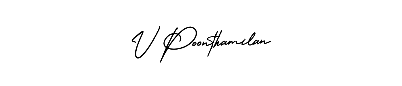 Make a beautiful signature design for name V Poonthamilan. With this signature (AmerikaSignatureDemo-Regular) style, you can create a handwritten signature for free. V Poonthamilan signature style 3 images and pictures png