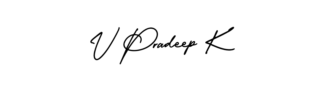 Use a signature maker to create a handwritten signature online. With this signature software, you can design (AmerikaSignatureDemo-Regular) your own signature for name V Pradeep K. V Pradeep K signature style 3 images and pictures png