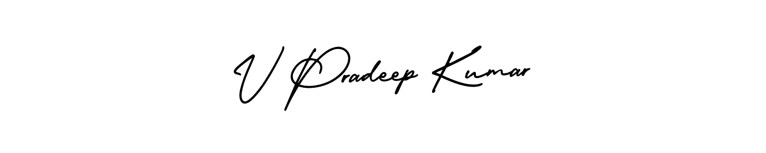 This is the best signature style for the V Pradeep Kumar name. Also you like these signature font (AmerikaSignatureDemo-Regular). Mix name signature. V Pradeep Kumar signature style 3 images and pictures png