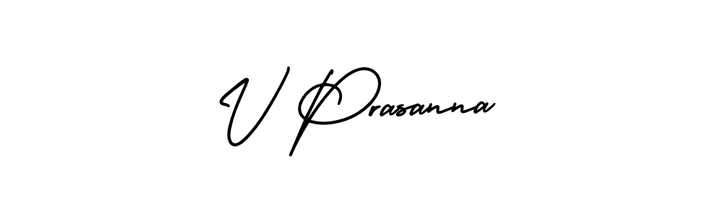 How to make V Prasanna name signature. Use AmerikaSignatureDemo-Regular style for creating short signs online. This is the latest handwritten sign. V Prasanna signature style 3 images and pictures png