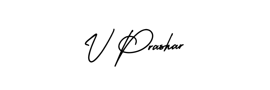 You should practise on your own different ways (AmerikaSignatureDemo-Regular) to write your name (V Prashar) in signature. don't let someone else do it for you. V Prashar signature style 3 images and pictures png