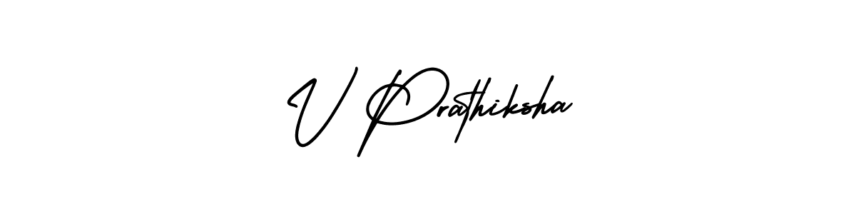 Use a signature maker to create a handwritten signature online. With this signature software, you can design (AmerikaSignatureDemo-Regular) your own signature for name V Prathiksha. V Prathiksha signature style 3 images and pictures png