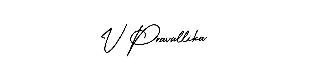 Make a beautiful signature design for name V Pravallika. With this signature (AmerikaSignatureDemo-Regular) style, you can create a handwritten signature for free. V Pravallika signature style 3 images and pictures png
