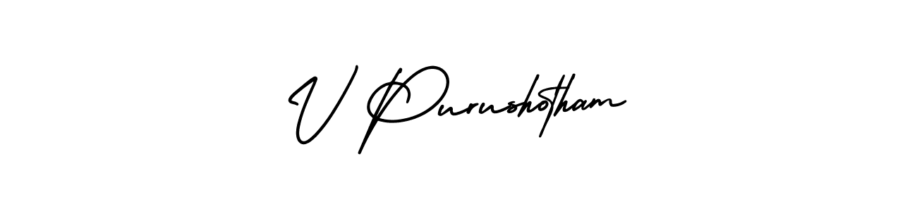 You should practise on your own different ways (AmerikaSignatureDemo-Regular) to write your name (V Purushotham) in signature. don't let someone else do it for you. V Purushotham signature style 3 images and pictures png