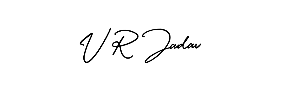 How to Draw V R Jadav signature style? AmerikaSignatureDemo-Regular is a latest design signature styles for name V R Jadav. V R Jadav signature style 3 images and pictures png