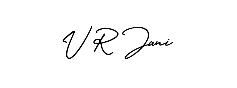 if you are searching for the best signature style for your name V R Jani. so please give up your signature search. here we have designed multiple signature styles  using AmerikaSignatureDemo-Regular. V R Jani signature style 3 images and pictures png