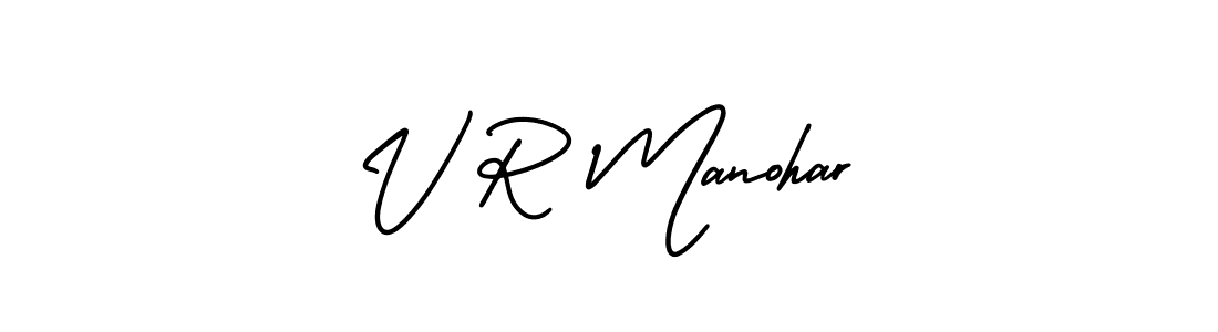 Use a signature maker to create a handwritten signature online. With this signature software, you can design (AmerikaSignatureDemo-Regular) your own signature for name V R Manohar. V R Manohar signature style 3 images and pictures png