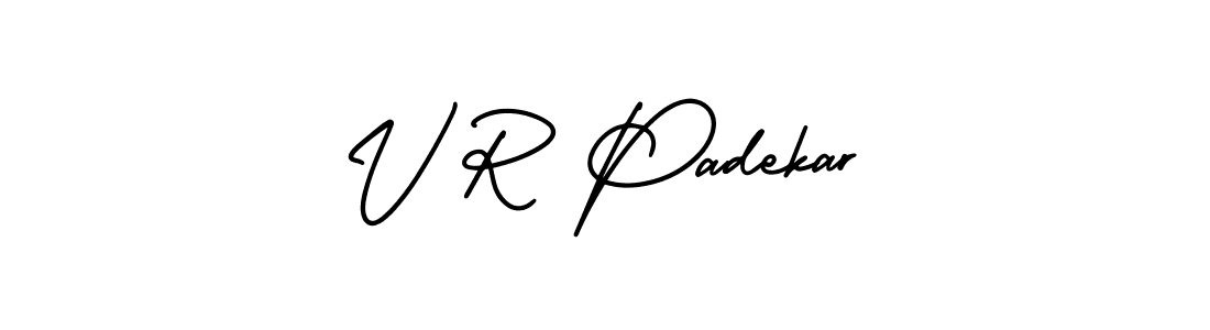 if you are searching for the best signature style for your name V R Padekar. so please give up your signature search. here we have designed multiple signature styles  using AmerikaSignatureDemo-Regular. V R Padekar signature style 3 images and pictures png