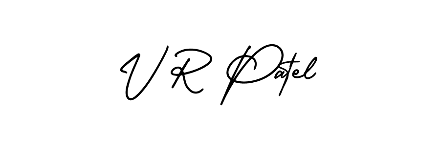 Use a signature maker to create a handwritten signature online. With this signature software, you can design (AmerikaSignatureDemo-Regular) your own signature for name V R Patel. V R Patel signature style 3 images and pictures png