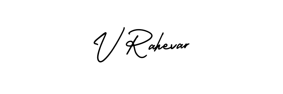 The best way (AmerikaSignatureDemo-Regular) to make a short signature is to pick only two or three words in your name. The name V Rahevar include a total of six letters. For converting this name. V Rahevar signature style 3 images and pictures png