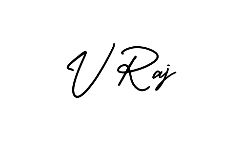 You should practise on your own different ways (AmerikaSignatureDemo-Regular) to write your name (V Raj) in signature. don't let someone else do it for you. V Raj signature style 3 images and pictures png