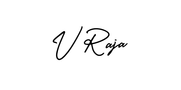 The best way (AmerikaSignatureDemo-Regular) to make a short signature is to pick only two or three words in your name. The name V Raja include a total of six letters. For converting this name. V Raja signature style 3 images and pictures png