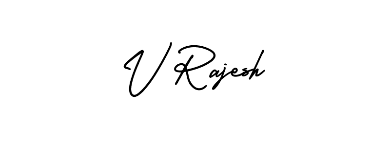 You should practise on your own different ways (AmerikaSignatureDemo-Regular) to write your name (V Rajesh) in signature. don't let someone else do it for you. V Rajesh signature style 3 images and pictures png