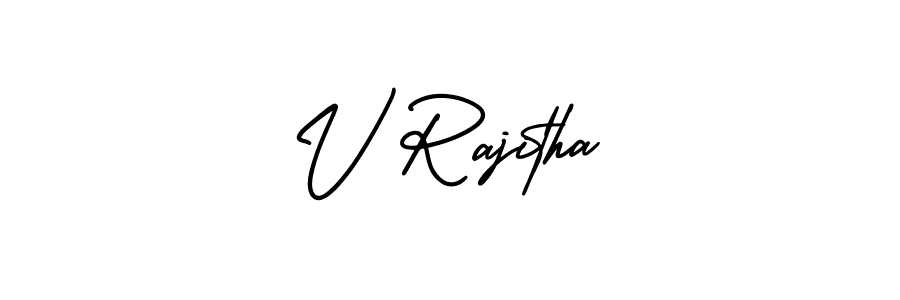 How to make V Rajitha signature? AmerikaSignatureDemo-Regular is a professional autograph style. Create handwritten signature for V Rajitha name. V Rajitha signature style 3 images and pictures png