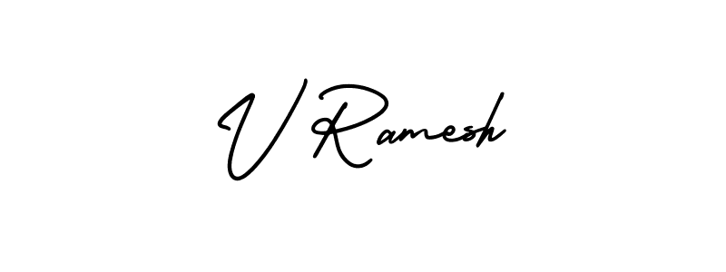 Make a beautiful signature design for name V Ramesh. With this signature (AmerikaSignatureDemo-Regular) style, you can create a handwritten signature for free. V Ramesh signature style 3 images and pictures png