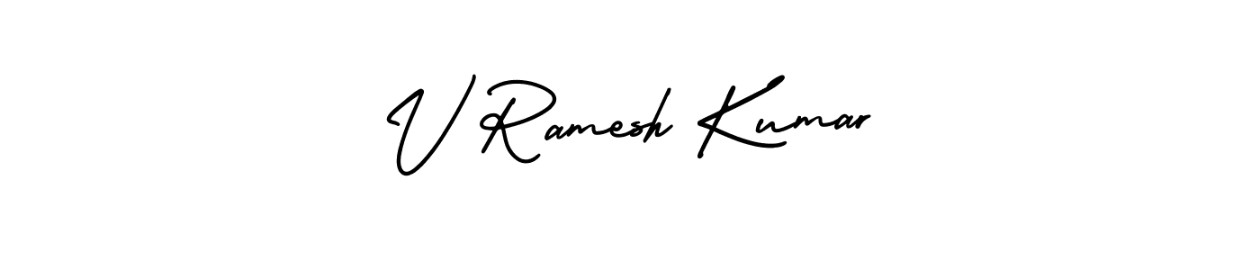 Make a beautiful signature design for name V Ramesh Kumar. With this signature (AmerikaSignatureDemo-Regular) style, you can create a handwritten signature for free. V Ramesh Kumar signature style 3 images and pictures png