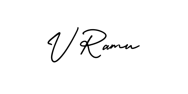 Use a signature maker to create a handwritten signature online. With this signature software, you can design (AmerikaSignatureDemo-Regular) your own signature for name V Ramu. V Ramu signature style 3 images and pictures png