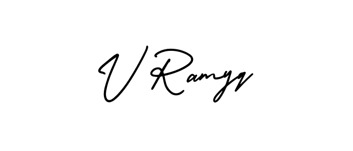 It looks lik you need a new signature style for name V Ramyq. Design unique handwritten (AmerikaSignatureDemo-Regular) signature with our free signature maker in just a few clicks. V Ramyq signature style 3 images and pictures png