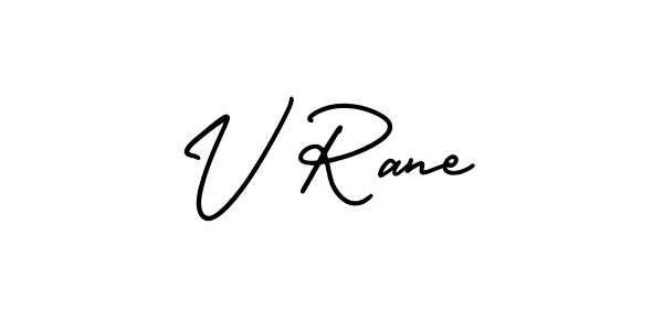 How to make V Rane name signature. Use AmerikaSignatureDemo-Regular style for creating short signs online. This is the latest handwritten sign. V Rane signature style 3 images and pictures png