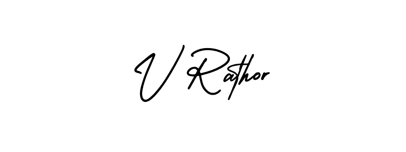 Design your own signature with our free online signature maker. With this signature software, you can create a handwritten (AmerikaSignatureDemo-Regular) signature for name V Rathor. V Rathor signature style 3 images and pictures png