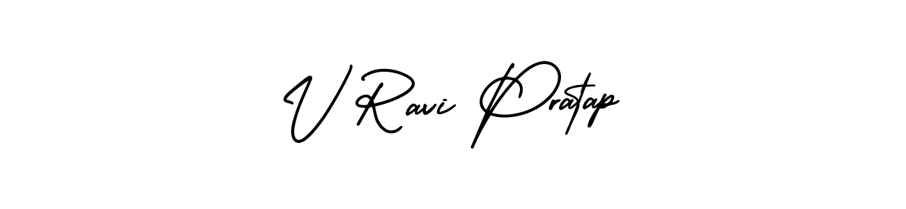 Create a beautiful signature design for name V Ravi Pratap. With this signature (AmerikaSignatureDemo-Regular) fonts, you can make a handwritten signature for free. V Ravi Pratap signature style 3 images and pictures png