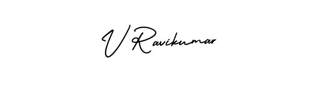 You should practise on your own different ways (AmerikaSignatureDemo-Regular) to write your name (V Ravikumar) in signature. don't let someone else do it for you. V Ravikumar signature style 3 images and pictures png