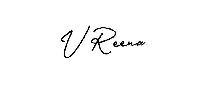 Use a signature maker to create a handwritten signature online. With this signature software, you can design (AmerikaSignatureDemo-Regular) your own signature for name V Reena. V Reena signature style 3 images and pictures png