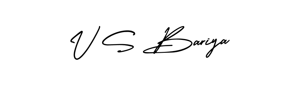 You should practise on your own different ways (AmerikaSignatureDemo-Regular) to write your name (V S Bariya) in signature. don't let someone else do it for you. V S Bariya signature style 3 images and pictures png