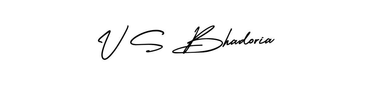 The best way (AmerikaSignatureDemo-Regular) to make a short signature is to pick only two or three words in your name. The name V S Bhadoria include a total of six letters. For converting this name. V S Bhadoria signature style 3 images and pictures png