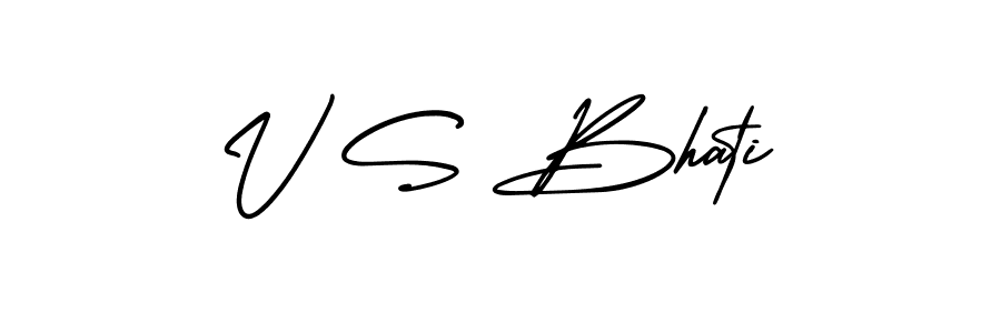 How to make V S Bhati name signature. Use AmerikaSignatureDemo-Regular style for creating short signs online. This is the latest handwritten sign. V S Bhati signature style 3 images and pictures png